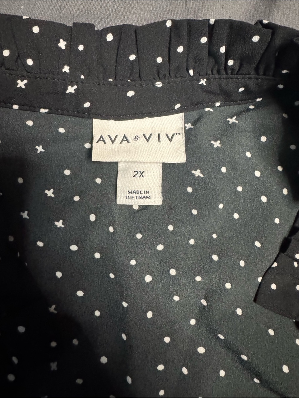 Ava & Viv Black Dress with White Polka Dots - Picture 2 of 3